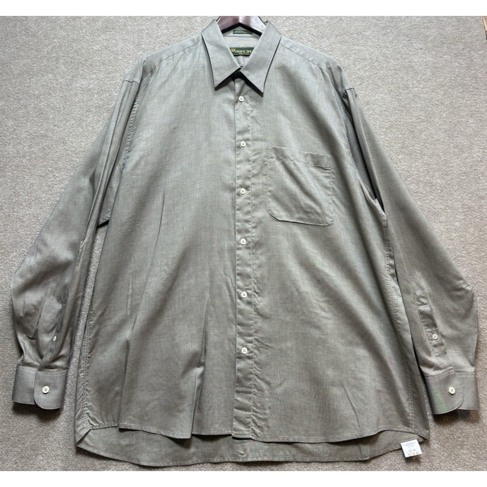 Men's Shirt Long Sleeve Gray Button-Up Shirt 44-17.5 34/35 Principe Made Italy